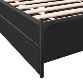 Estrutura cama c/ gavetas 75x190 cm derivados de madeira preto