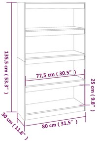 Estante/divisória 80x30x135,5 cm madeira de pinho maciça