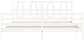 Estrutura de cama com cabeceira 200x200cm madeira maciça branco