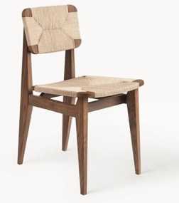 Cadeira de jantar em madeira de nogueira com assento entrançado C-Chair