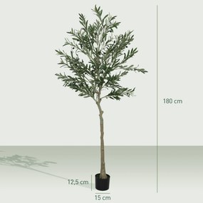 Oliveira Artificial Planta Artificial Decorativa de Interior com 40 Azeitonas Decoração  Ø15x180 cm Verde