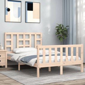 vidaXL Estrutura de cama de casal c/ cabeceira madeira maciça