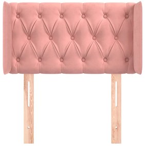 Cabeceira de cama c/ abas veludo 83x16x78/88 cm rosa