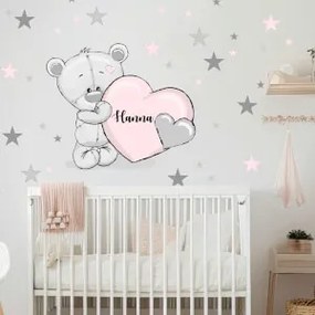 Autocolante para menina - Urso em tons pastel com estrelas