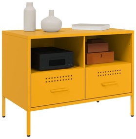 Móveis de TV 2 pcs 68x39x50,5 cm aço laminado amarelo mostarda