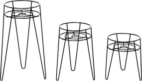 Outsunny Conjunto de 3 Suportes para Plantas, 23,5/30/42 cm de altura, Suportes para Vasos em Metal, Banquinhos para Flores para Sala de Estar, Jardim, Varanda, Preto | Aosom Portugal
