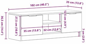 Estante para TV vidaXL Preto Carvalho 102x35x36,5 cm Madeira de engenh
