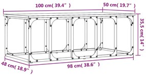 Mesa de centro 100x50x35,5 cm derivados madeira cinzento sonoma