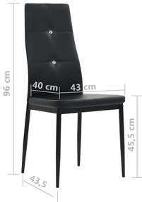 Conjunto de 6 Cadeiras de Jantar Vigo em Couro Artificial - Preto - De
