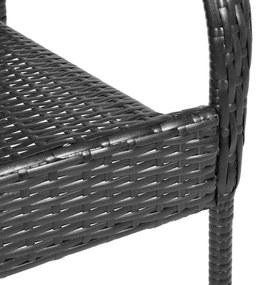 Cadeiras de exterior empilháveis 4 pcs vime PE preto