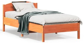 vidaXL Cama sem colchão 75x190 cm madeira de pinho maciça castanho-mel