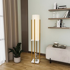 Candeeiro de Chão Shelf Lamp – Dourado e Branco – 25x25x130 cm