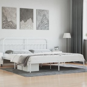 Estrutura de cama com cabeceira 200x200 cm metal branco