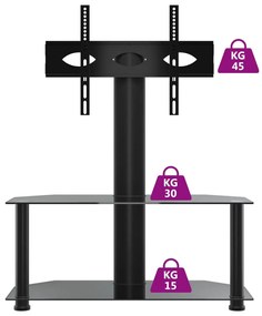 Suporte de canto para TV 32-70 polegadas c/ 2 prateleiras preto