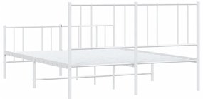 Estrutura de cama com cabeceira e pés 140x190 cm metal branco