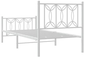 Estrutura de cama com cabeceira e pés 80x200 cm metal branco