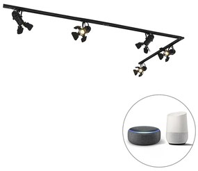 LED Sistema trilho inteligente preto 5 luzes incl. Wifi GU10 - Filme Moderno