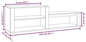 Sapateira Isabel - Com 3 Compartimentos - Cor Branco - 150x35x45 cm -