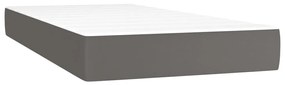 Cama box spring c/ colchão/LED 90x190 cm couro artificial cinza