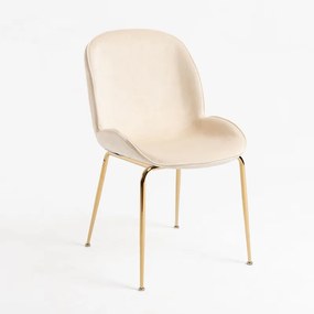 Cadeira Bille Golden Veludo - Beige