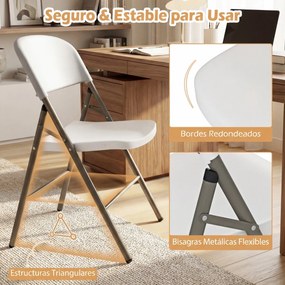 Conjunto 6 Cadeiras dobráveis de plástico para uso comercial (MESA NÃO INCLUIDA), com encosto e Estrutura metálica, para interior e exterior, escritór