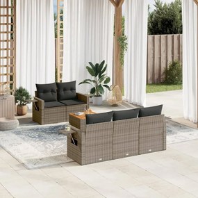 vidaXL 6 pcs conjunto sofás de jardim com almofadões vime cinzento