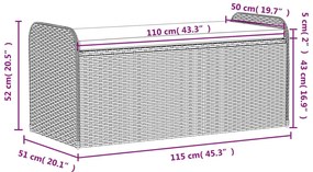 Banco de arrumação com almofadão 115x51x52 cm vime PE castanho