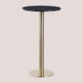 Mesa Alta De Bar Redonda Ø60 Cm Em Mármore Cosmopolitan Mármore Negro Marquina & Ouro Champagne - Sklum