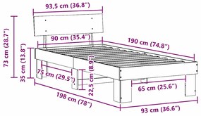 Estrutura da Cama Branco 90 x 190 cm Madeira de Pinheiro Sólido