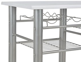 3 pcs conjunto de bar com prateleiras de madeira e aço branco