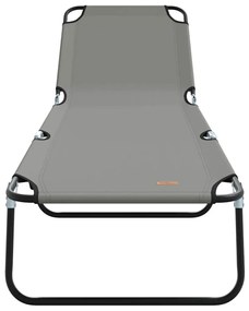 Espreguiçadeira Dobrável 2 pcs Cinza em tecido Oxford 600D