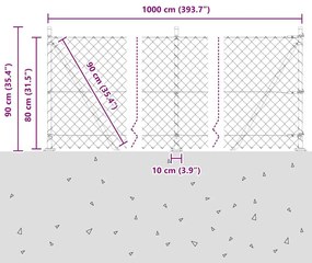Conjunto de Postes de Cerca Prateado 10 x 0.8 m Aço Galvanizado