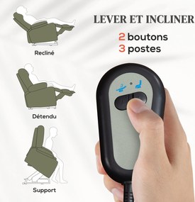 Poltrona elevatória elétrica com função de relaxamento, massagem e aquecimento, inclinação ajustável, apoio para os pés, comandos remotos, verde