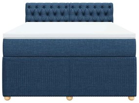 Cama com molas/colchão 160x200 cm tecido azul