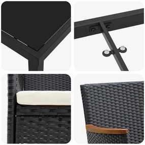Conjunto de Jantar de Jardim com 5 Peças em Rattan Preto