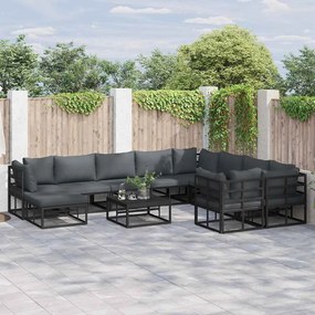 vidaXL Conjunto de Sofá de Jardim 11 pcs Preto 70 x 70 x 32 cm