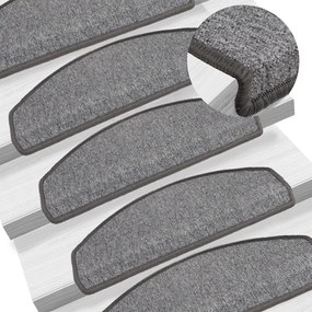 vidaXL Tapetes de escada 5 peças 65x24x4 cm cinza escuro semicircular grande