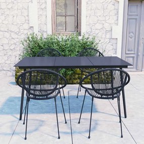 vidaXL 5 pcs conjunto de jantar para jardim vime de PVC preto