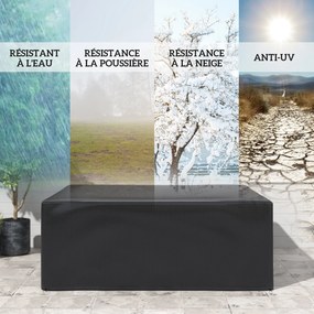 Capa para mobiliário de jardim de exterior, lona de proteção anti-UV em polietileno, 235 x 190 x 90 cm, preta