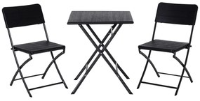 Outsunny Conjunto de Mesa e Cadeiras de Jardim Conjunto de Móveis de Exterior Dobráveis 61,6x61,6x74 cm e 57x44,5x81 cm  Preto | Aosom Portugal