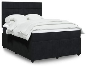 vidaXL Cama com molas/colchão 140x190 cm veludo preto