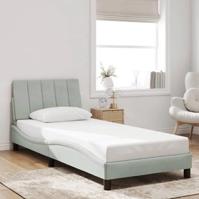 Estrutura de cama sem colchão 90x200 cm veludo cinzento-claro