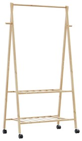 Cabide com prateleiras e rodas 96x45,5x155,5 cm bambu