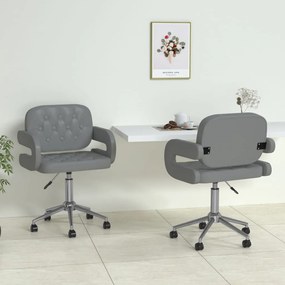 vidaXL Cadeiras de jantar giratórias 2 pcs couro artificial cinzento