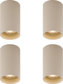 Conjunto de 4 focos de superfície modernos bege GU10 50mm redondos - Tuba