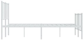 Estrutura de cama com cabeceira e pés 140x190 cm metal branco