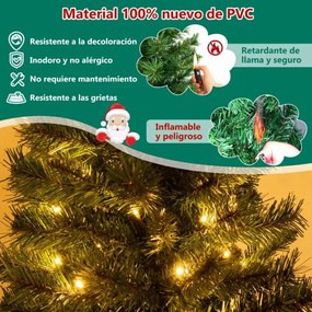 Árvore Natal de entrada de 120 cm com 100 luzes LED temporizadas, 3 modos de iluminação e 160 pontas de ramos Verde+dourado