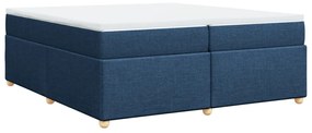 Cama com molas/colchão 200x200 cm tecido azul