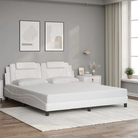 vidaXL Estrutura cama c/ cabeceira 180x200 cm couro artificial branco