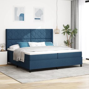 Cama Box com Colchão & LED Azul 200x200 cm Tecido